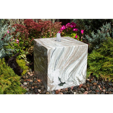 Real Stone Fountains ABART20G 20″ Glacier Marble Cube Fountain Fountain Blue Thumb